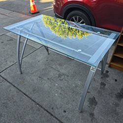 Realspace® Vista 48" Wide Glass Computer Desk, Silver | 48in L, 24in W, 30in H