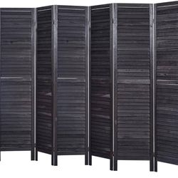 6 Panel Room Divider Room Dividers and Folding Privacy Screens, Wood Privacy Screen Room Dividers, 5.6 Ft Tall Room Divider Wall (6 Panel, Black)