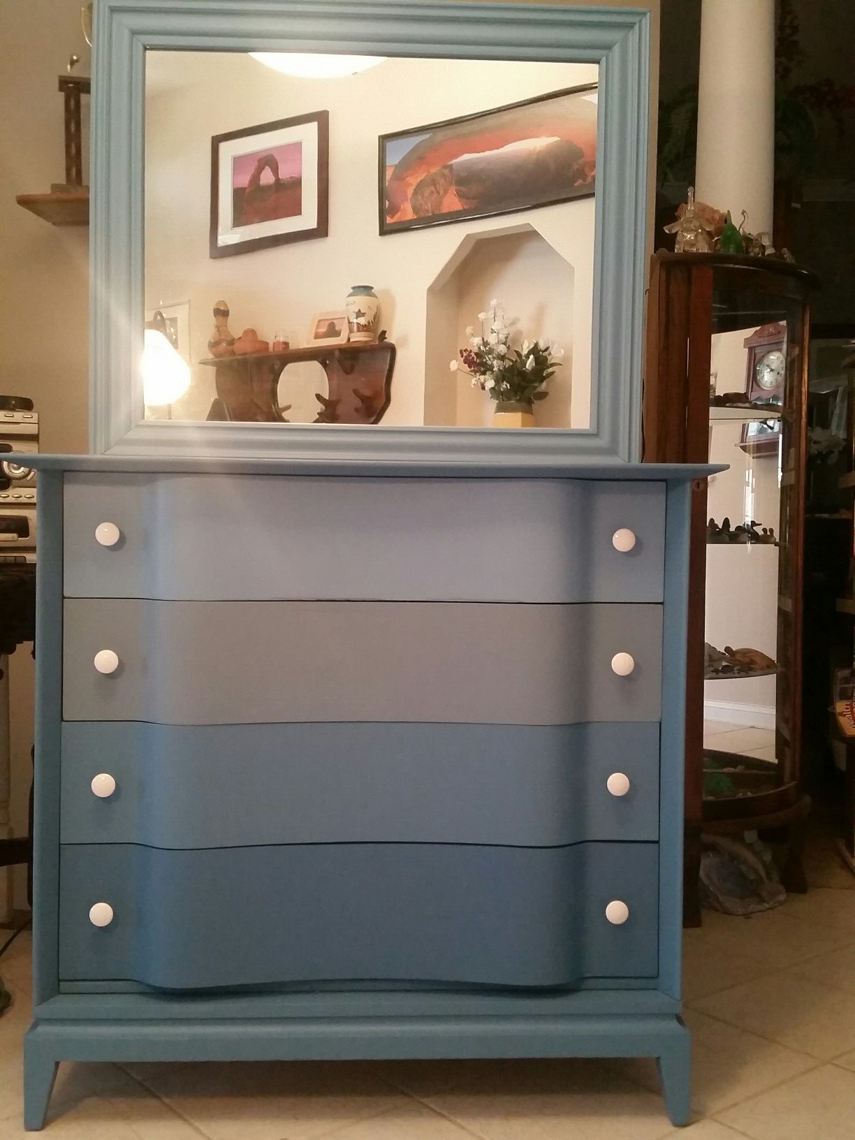 Ombre dresser with mirror
