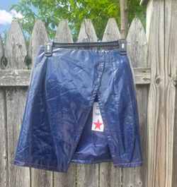 Bar III Blue Faux Leather Mini Skirt