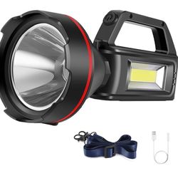 Brand new Rechargeable Spotlight Flashlight, High Lumens Handheld Spotlight,LED Searchlight with Shoulder Strap and USB Output