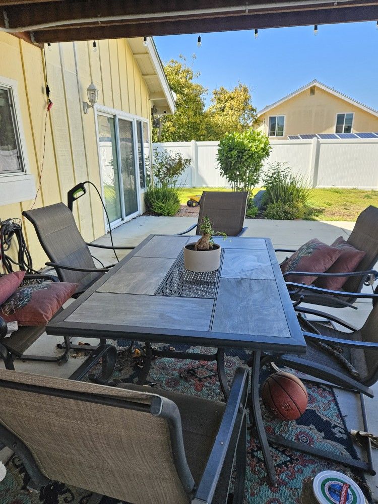 Outdoor Patio Set Table 6 Chairs