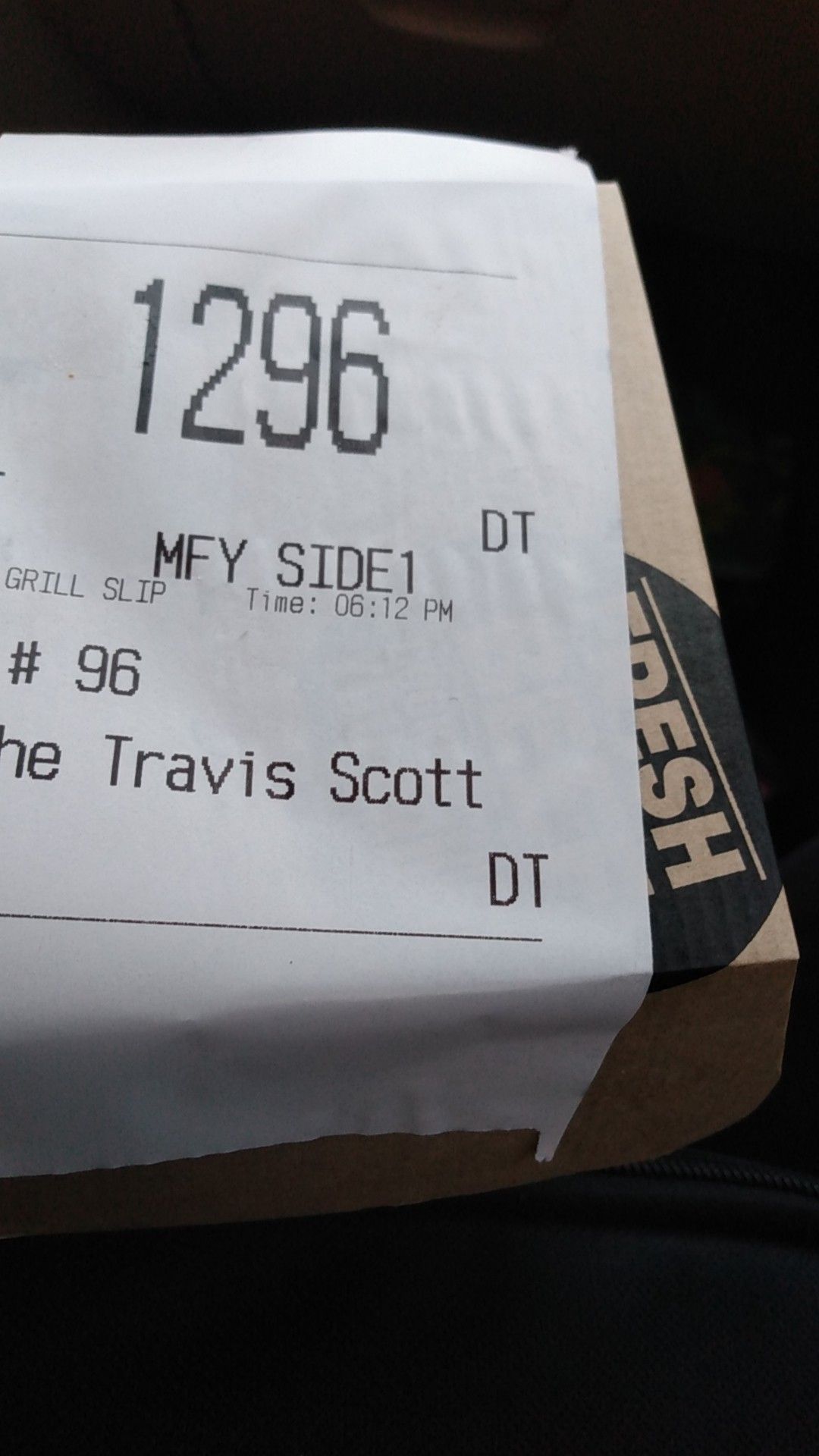 Travis Scott Receipt