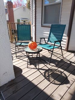 Patio/Deck Set: Table And Two Chairs Teal