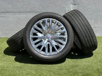 OEM 22” GMC Denali Wheels Sierra Rims 6x5.5 Chevy Tahoe 33" Tires LTZ Silverado Suburban Escalade