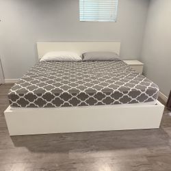 IKEA Malm King Size Bed Frame + 2 Rolling Drawers **Moving sales **