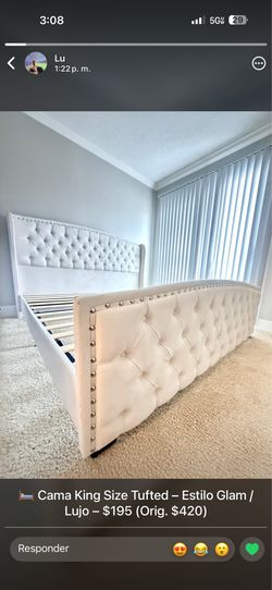 King Size Tufted Glam Luxury Bed – Elegant Hotel Style Headboard – $195