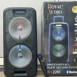 Dual 10” Bluetooth-LED Party Speakers With Free Mic