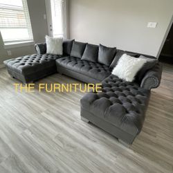 GREY VELVET MODERN SECTIONAL 🛋️ 