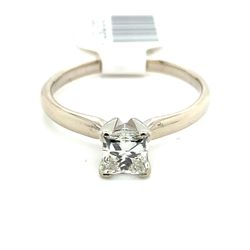 14k White Gold Princess Cut Diamond Solitaire Ring .5CT J SI2 Size 6 1/2  133757 1