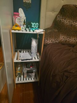 Wood Night Stand Shelf Storage 