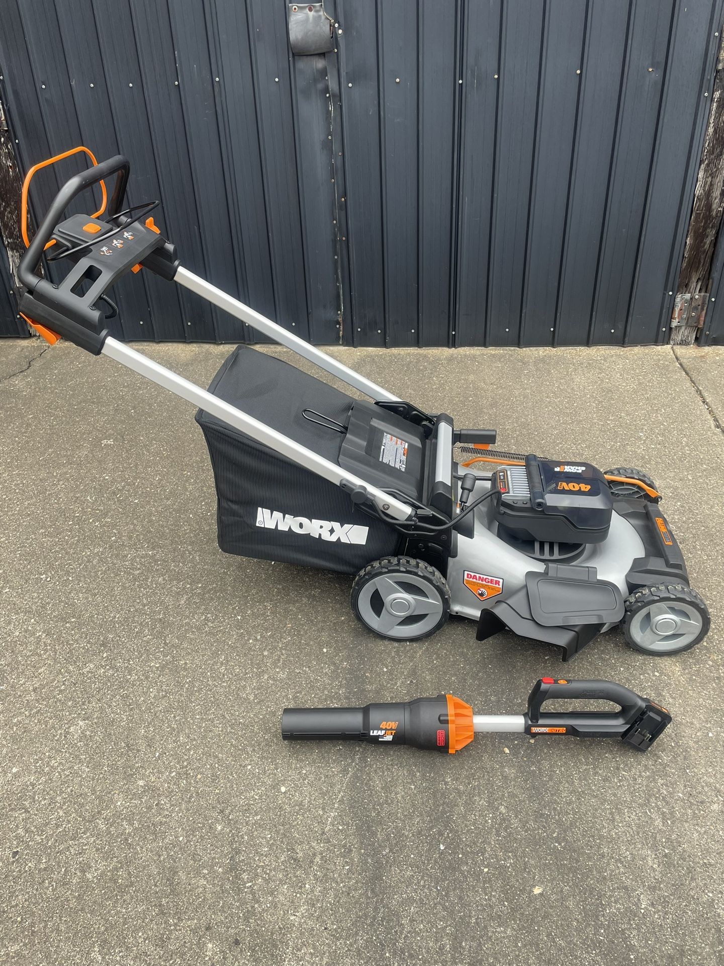 Worx Nitro 40v Lawnmower and Leafjet Blower