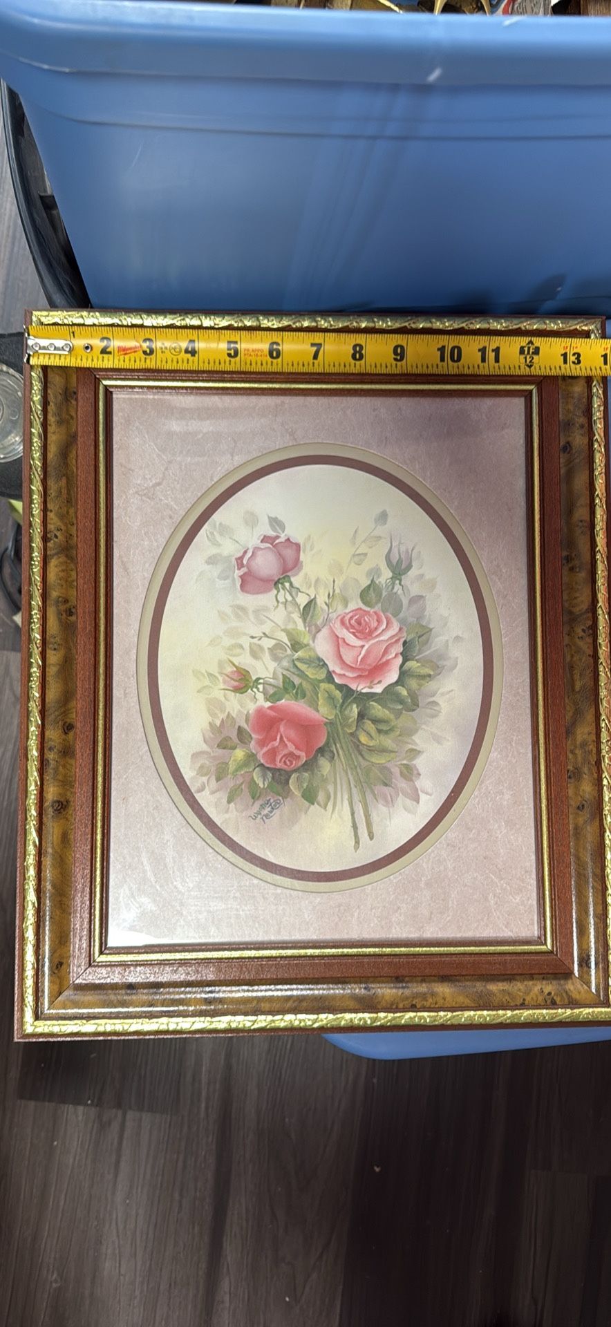 Vintage Wyona Newton Framed Floral Print – Rose Bouquet