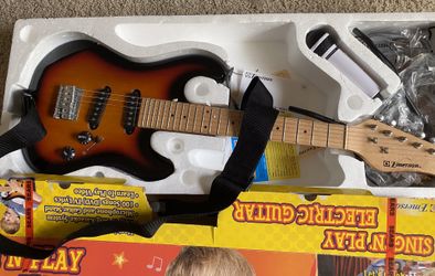 New EMERSON Sing & Play Electric Guitar 🎸 Karaoke 🎤 System /Microphone & Guitar Stand