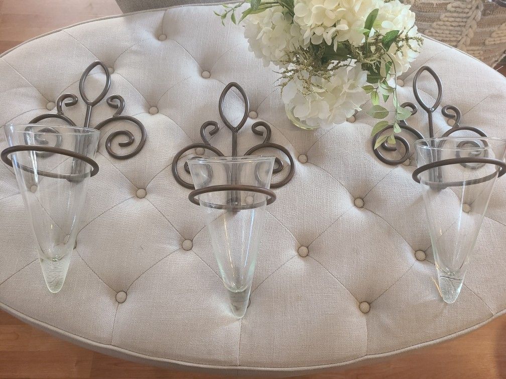 Metal And Glass Wall Pockets. 8 Dollars Each Obo!