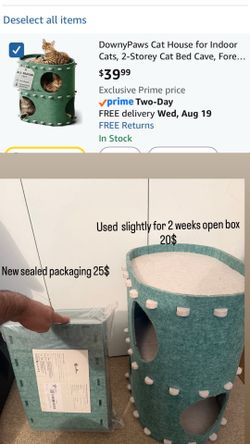 Cat House for Indoor Cats, 2-Storey Cat Bed Cave, Forest Cat Hideaway Enclosed Bed,Cave Hideout Fort,Kitten Houses for Large Cats,Hide Box Bed Multica