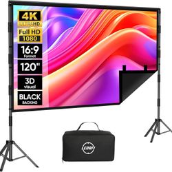 Outdoor Projector Screen with Stand, LEORFI 120 Inch 