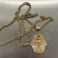 18k gold bonded to stainless steel Egyptian pendant and necklace