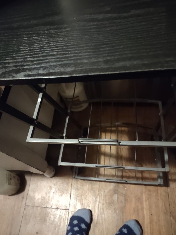 Shelf For Bins, Metal With Wood Top, Nice Condition