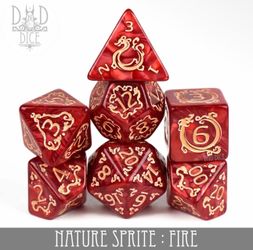King of Crits Nature Sprite Fire 7pc D&D RPG Dice Set