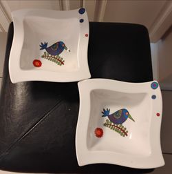 TWO VILLEROY & BOCH SQUARE BOWLS