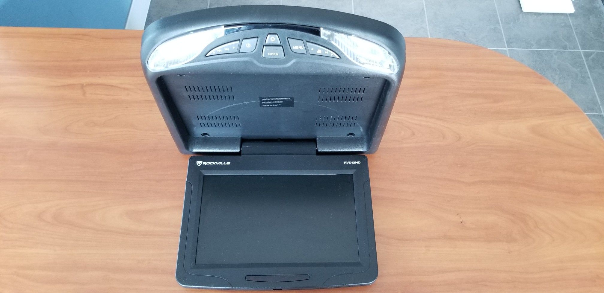 12" Black Flip Down Car Monitor DVD/USB Player