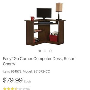 Easy2go Corner Computer Desk Resort Cherry Item 951572 Model