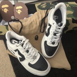 Bape Shoes White And Black 