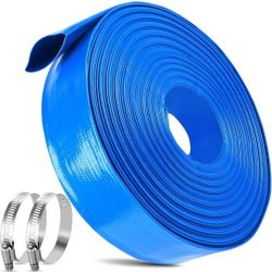100 FT Blue Pool Pipes with Two Stainless Steel Clamps