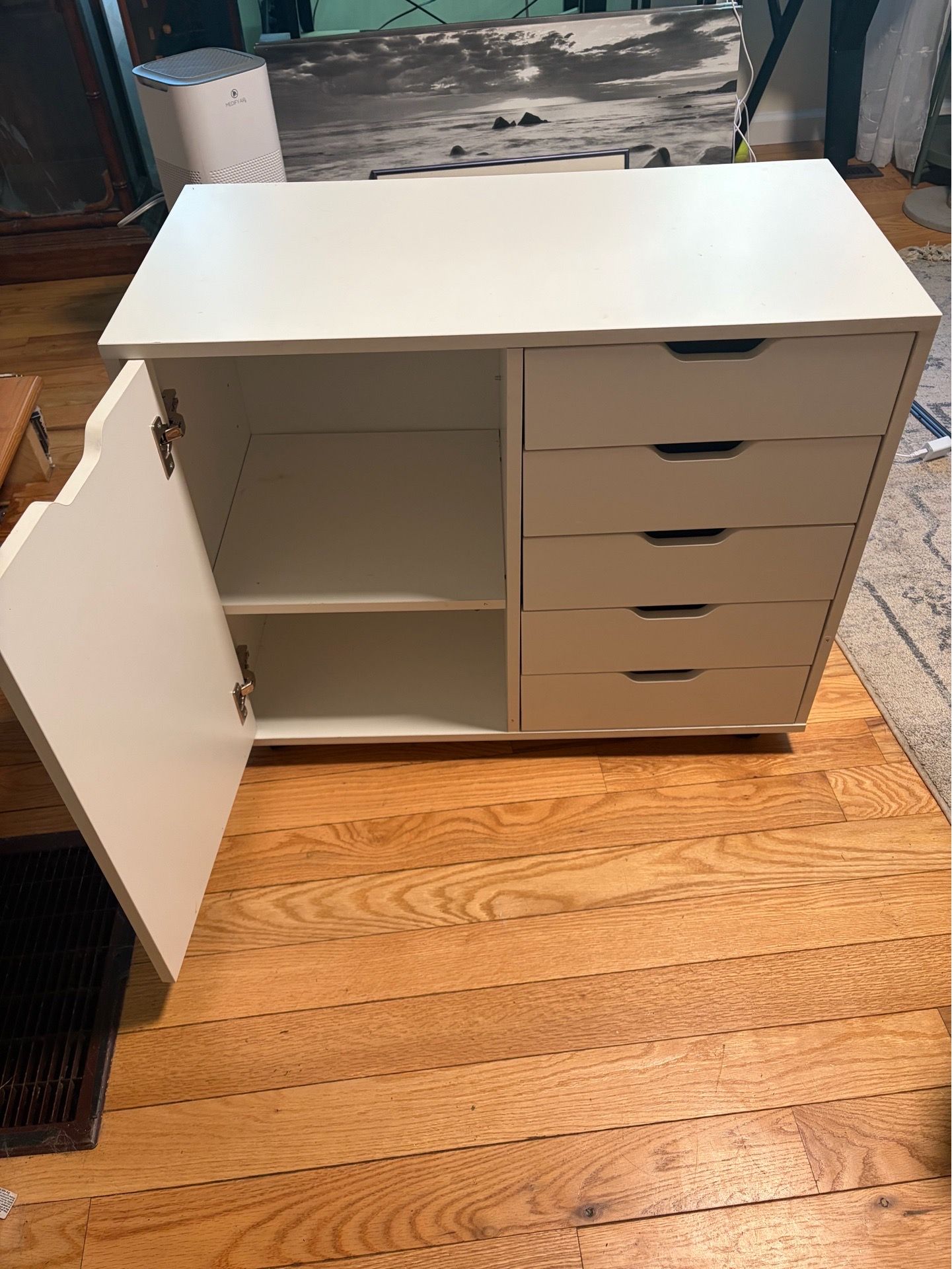Storage Cabinet with Shelves and Drawers