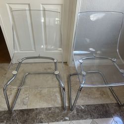 2 IKEA Clear Chairs 