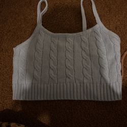 blue knitted top