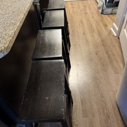 Set of 4 Black Wood Bar Stools