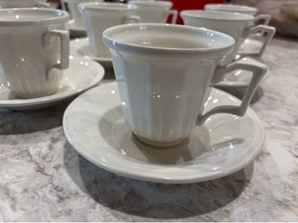 Set of 9/ Vintage Ford Museum White Cups/Saucers