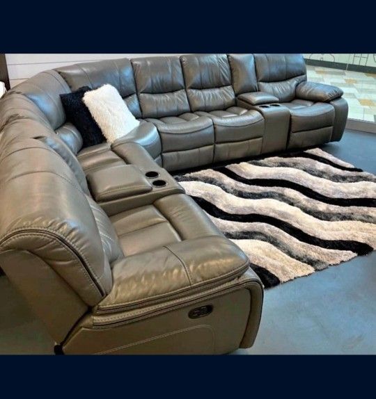 *Holiday Flash Sale!!!*---Mature Madrid Gray Leather Reclining Sectional Sofas---Now $1599!!!---Delivery/$10 Down FinancingðŸ¤
