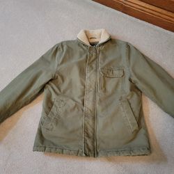 Gap Parka Jacket Sherpa Lined Men's Size Medium Full Zip With Pocket