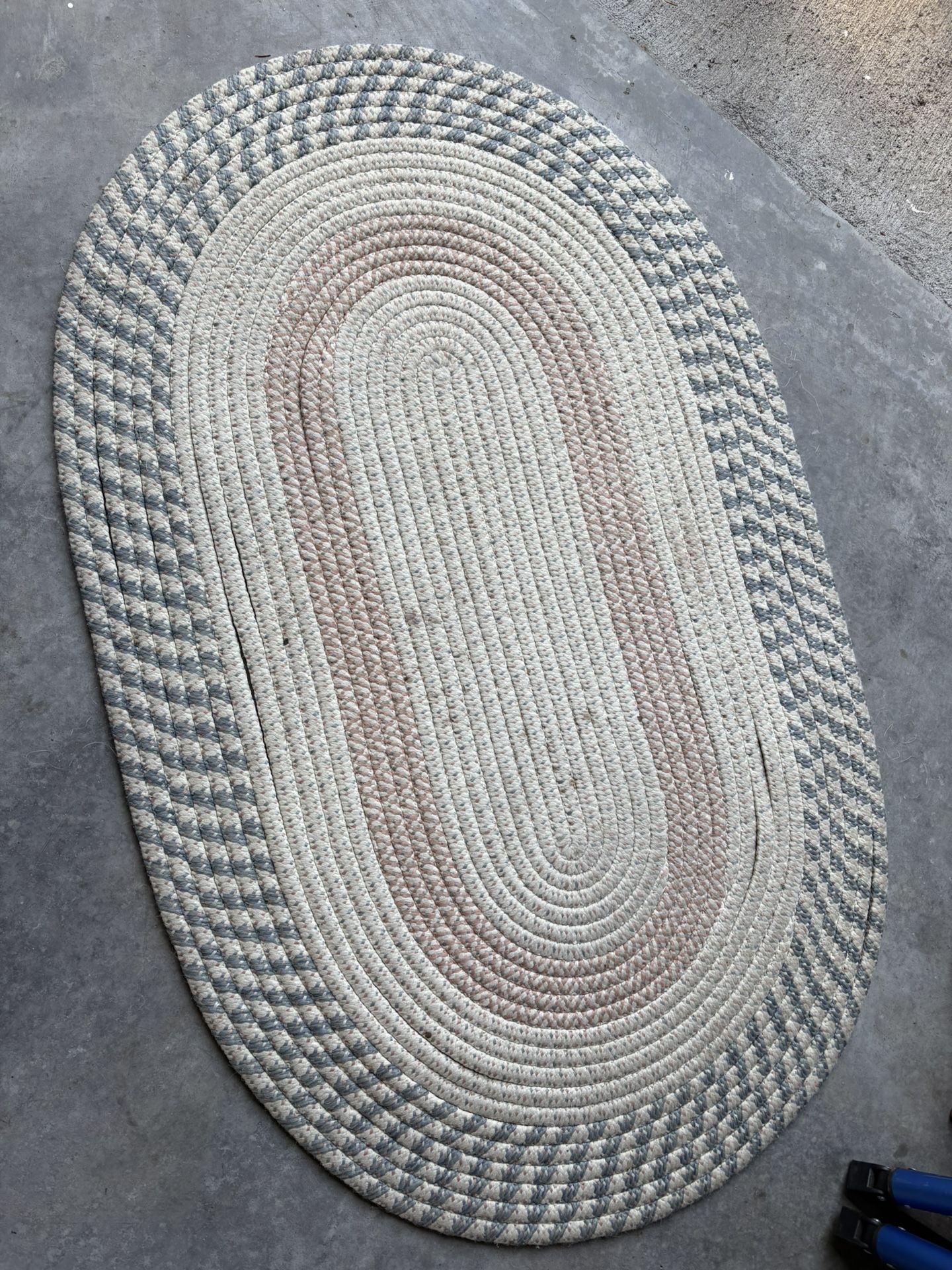Vintage Wool Braided Pastel Colored Oval