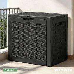 New -30 Gal. Waterproof Outdoor Resin Storage Deck Box, Lockable, Versatile Deck Storage Bench for Cushions, Garden Tools
