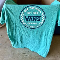 Vans Off The Wall tShirt Short Sleeve Adult Size Med Spell Out Green Print