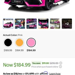 Pink Toddler Lamborghini Car  