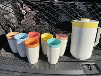 Vintage Tumblers And Pitcher