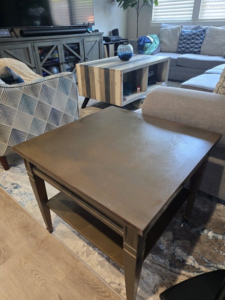Pewter color Square Side End Table in good condition