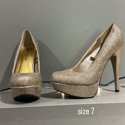 Gold Metalic Platform Stiletto Heels