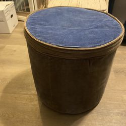 Brown and Blue Ottoman on Wheels, with Storage