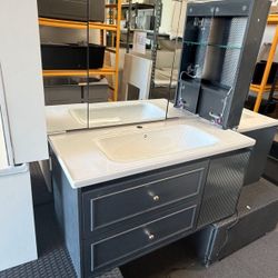 New 40” Floating Wooden Vanity Combo Sink Vanity and Medicine Cabinet