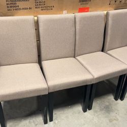 ❤️ Beige Dining Chairs Fabric Upholstered Parson Kitchen Side Padded Chair (Set of 4) 