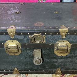 Large Antique Fibre Fifty Trunk - Has both leather handles intact - Beautiful piece!