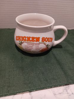 Vintage Soup Recipe Mug Cup Bowl ~ Chicken Soup