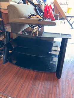 Black Glass 3-Tier TV Stand/Side Table