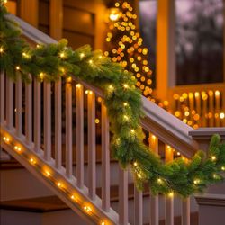 NEW 9FT Pre-Lit Christmas Garland – 50 Multi-Color Lights